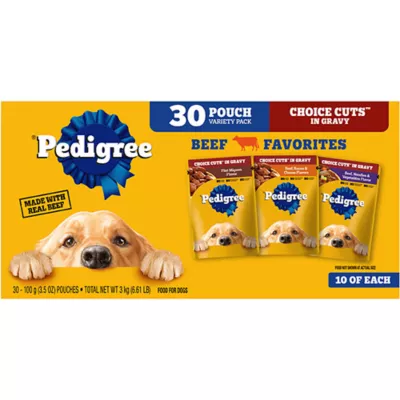 Pedigree® Choice Cuts in Gravy Pouch Adult Wet Dog Food & Meal Topper - 30 Count, Variety Pack - Image 9