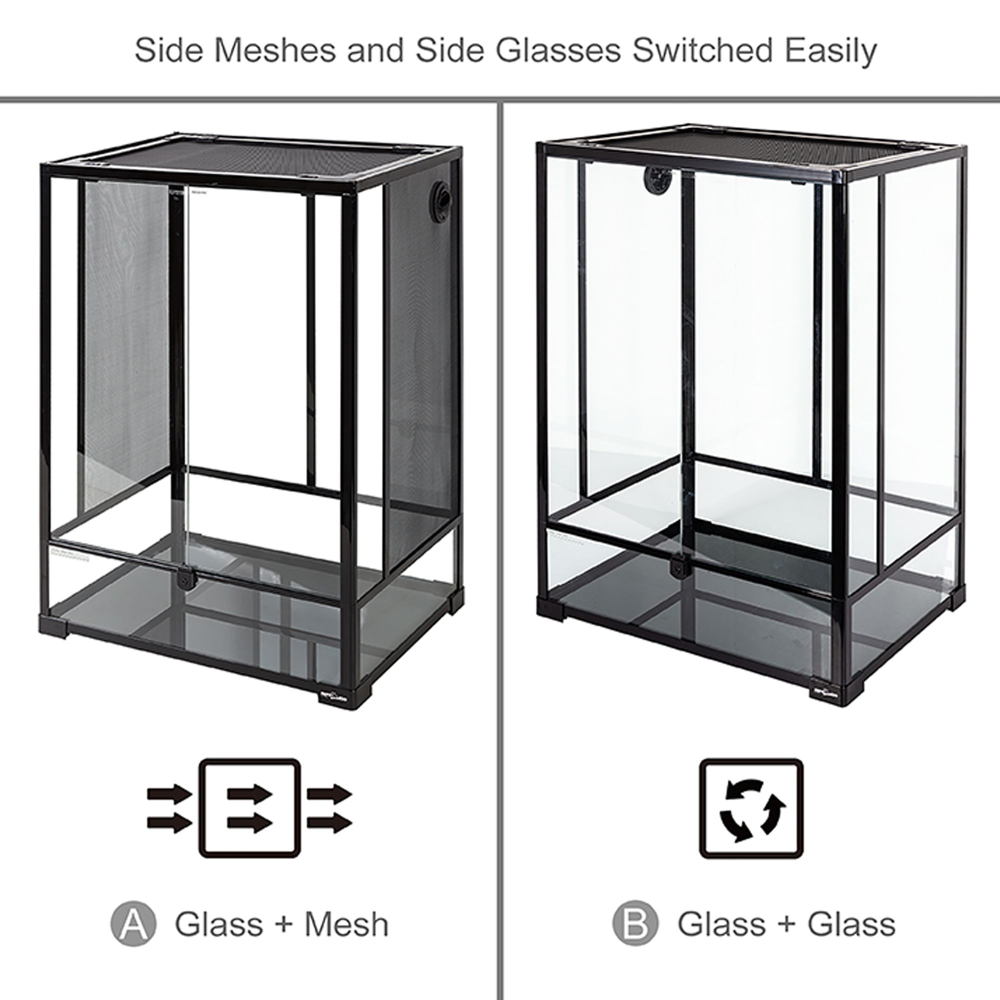 Reptizoo Glass Terrarium - Tall - Reptile Habitat Enclosure - 67 gal - thumbnail 2