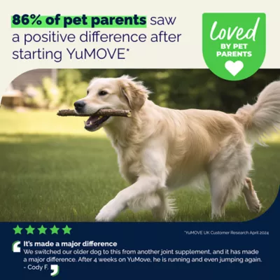 Vetnique's YuMOVE Senior Dog Hip & Joint Supplement with Glucosamine & Omega 3, Tablets, 120 Ct - Image 10