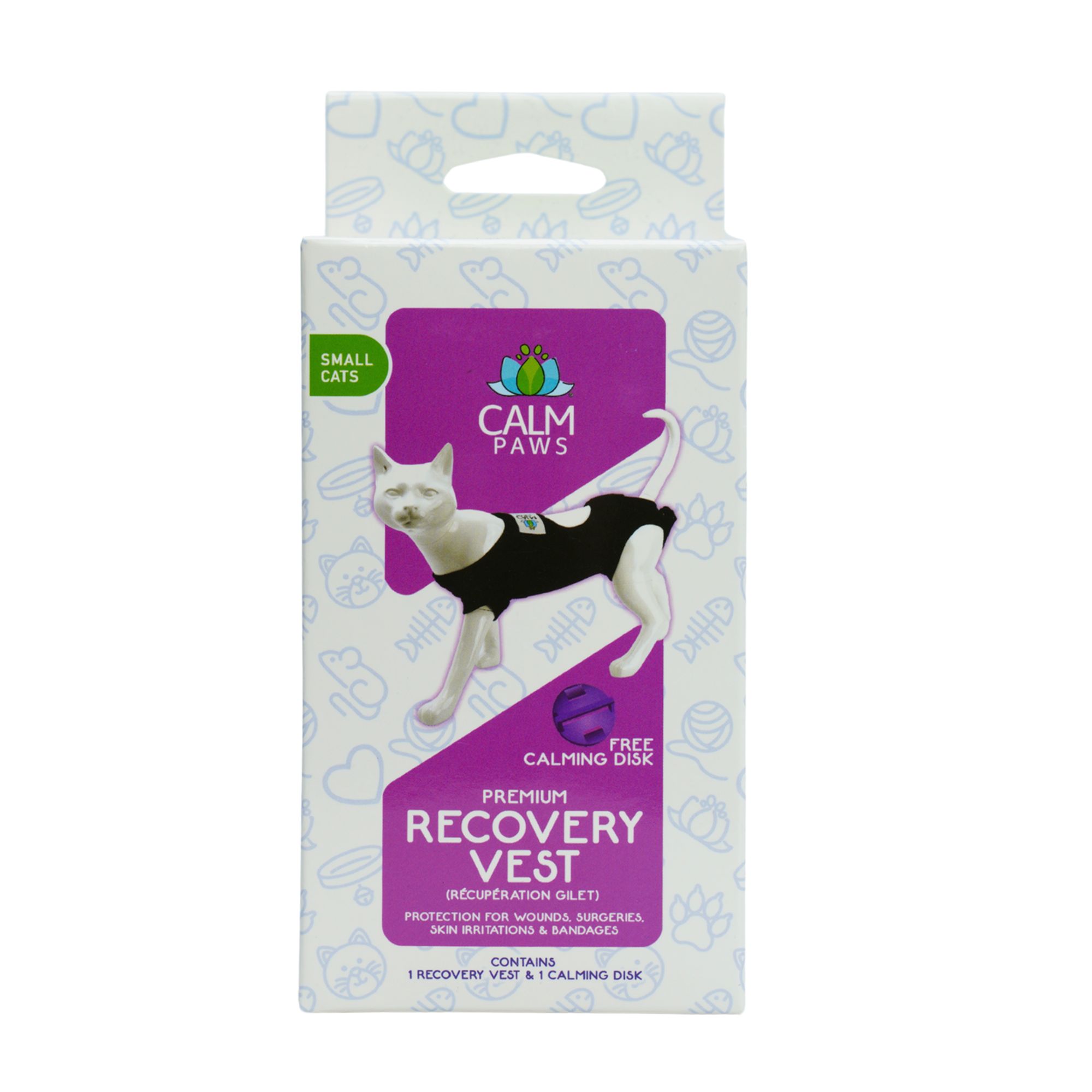 Calm Paws Calming Recovery Vest for Cats, Includes 1 Recovery Vest, 1 Calming Disk