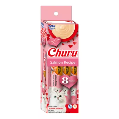 Inaba Churu Valentine's Lickable Cat Treats, Salmon, 8ct - Image 1