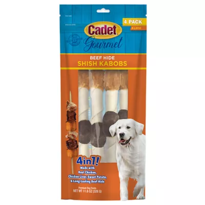 Cadet Gourmet Beef Hide Shish Kabob Dog Treats 11.6 Oz - 4 Count - Image 1