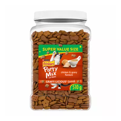 Friskies Party Mix Cat Treats - Gravy-licious Crunch Chicken and Gravy, 510 g - Image 1