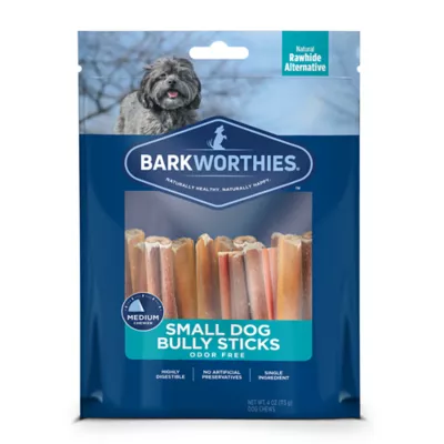 Barkworthies Small Dog Bully Sticks, Odor Free Long Lasting Chews 4" - 4 Oz - Image 1