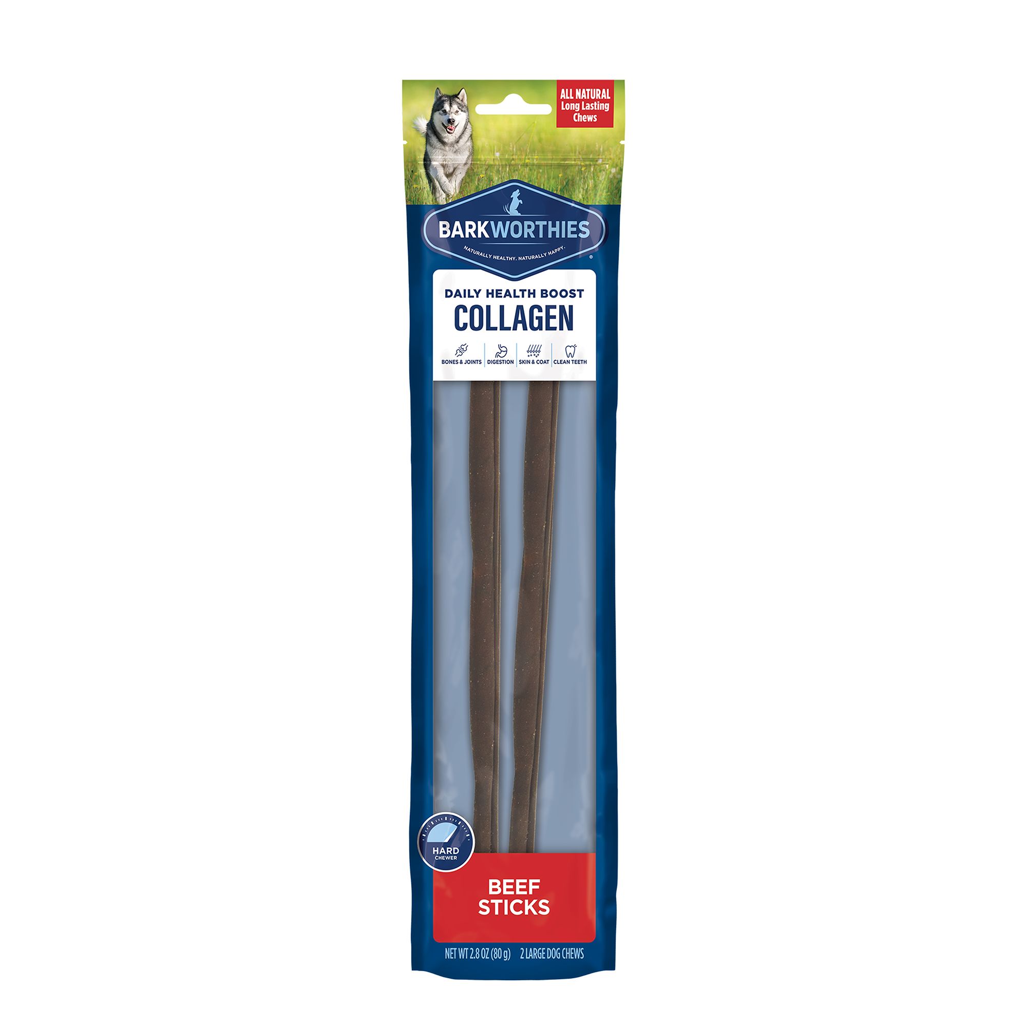 Barkworthies Daily Health Boost Collagen Beef Stick Dog Chews 12" - 2 Count by Barkworthies