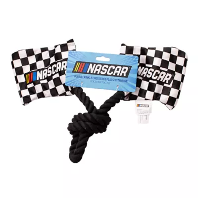 Nascar Checkerd Crinkle Flag Rope Tug Dog Toy - Image 1
