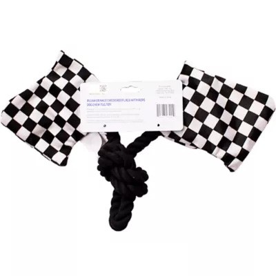 Nascar Checkerd Crinkle Flag Rope Tug Dog Toy - Image 2