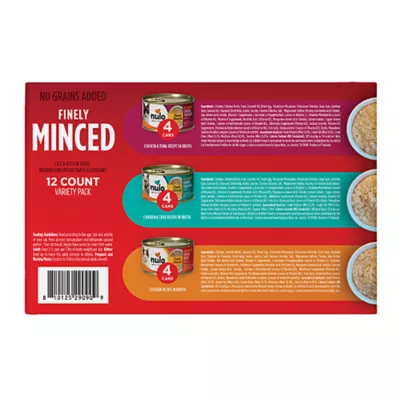 Product Nulo Finely Minced Cat & Kitten Wet Food - Grain Free, Whole Protein, 12 Count Variety Pack
