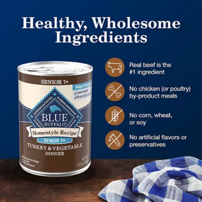 Blue Buffalo Homestyle Recipe Senior 7+ Wet Dog Food - Turkey & Vegetable, 12.5 oz - Image 6