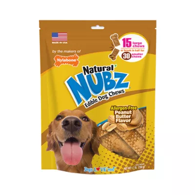 Nylabone Nubz Peanut Butter Dog Chew Treats Large - 15 Count - Image 1