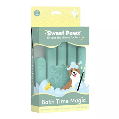 Sweet Paws Silicone Spa Dog & Cat Bathing & Grooming Gloves, 2 Count - Image 1