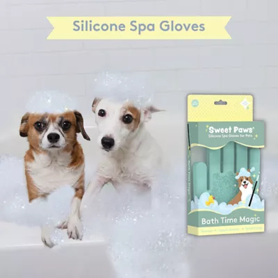 Sweet Paws Silicone Spa Dog & Cat Bathing & Grooming Gloves, 2 Count - Image 2