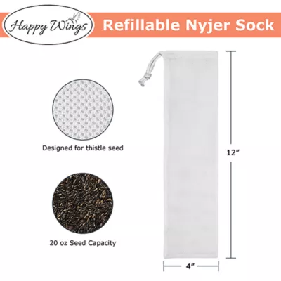 Product Happy Wings Refillable Nyjer Sock Wild Bird Feeder