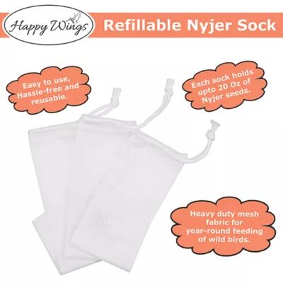 Product Happy Wings Refillable Nyjer Sock Wild Bird Feeder