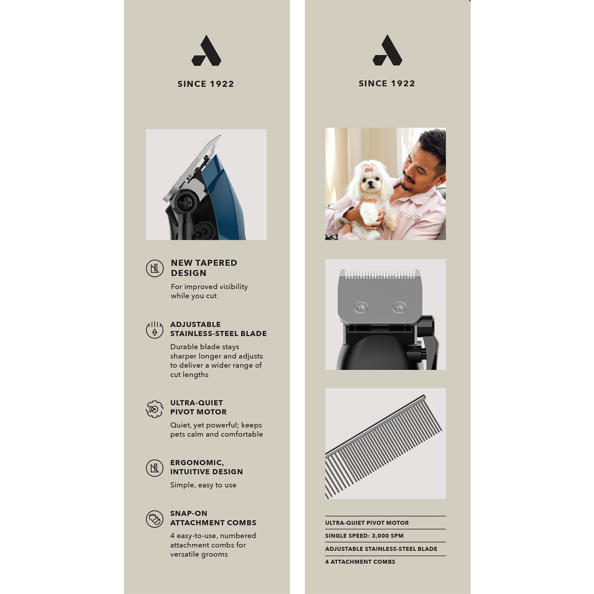 Andis® Ultra Quiet Easy Clip Starter Kit For Dog & Cat, Includes 4 Attachment Combs - thumbnail 4