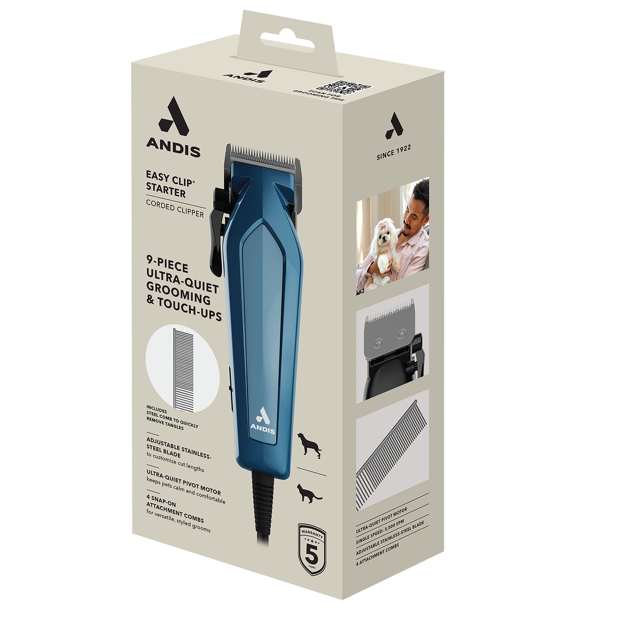 Andis® Ultra Quiet Easy Clip Starter Kit For Dog & Cat, Includes 4 Attachment Combs - thumbnail 5