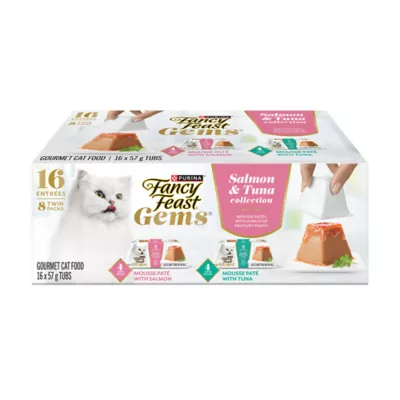 Fancy Feast Gems Mousse Paté Salmon & Tuna Collection Variety Pack, Wet Cat Food, 57 g x 16 - Image 1