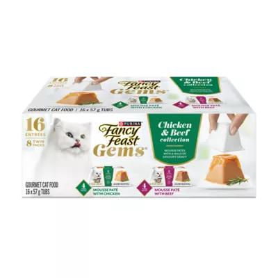 Fancy Feast Gems Mousse Paté Chicken & Beef Collection Variety Pack, Wet Cat Food, 57 g x 16 - Image 1