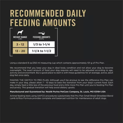 Purina Pro Plan Specialized Small Breed Shredded Blend Lamb & Rice Formula, Dry Dog Food - Image 8