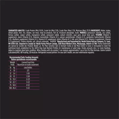 Purina Pro Plan Specialized Sensitive Skin & Stomach Turkey & Oat Meal Entrée in Gravy, Wet Dog Food - Image 7