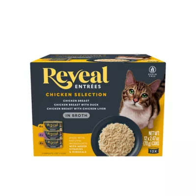 Reveal Entrees Adult Wet Cat Food In Broth - Grain Free, 12 Count, Variety Pack - Image 1