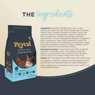 Reveal Adult Complete Dry Cat Food - Grain Free, Whitefish Recipe, 7 LB - Image 3