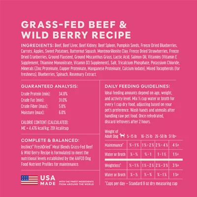 Instinct FreshDried Meal Blends Adult Freeze-Dried Dog Food - Beef & Wild Berry - Image 7