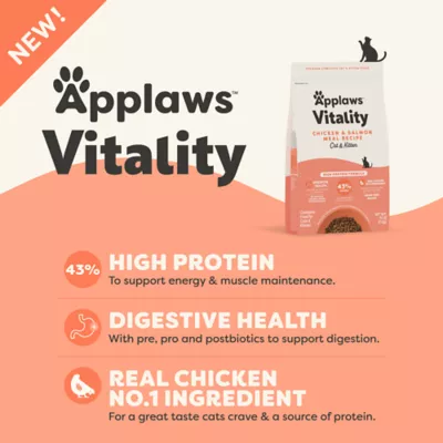 Applaws Vitality All Life Stages Cat Dry Food - High Protein, Grain Free, Chicken & Salmon, 2 LB - Image 2