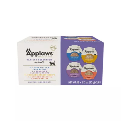 Applaws Adult Cat Wet Food - Variety Selection in Broth, Variety Pack, 16 Ct - Image 1