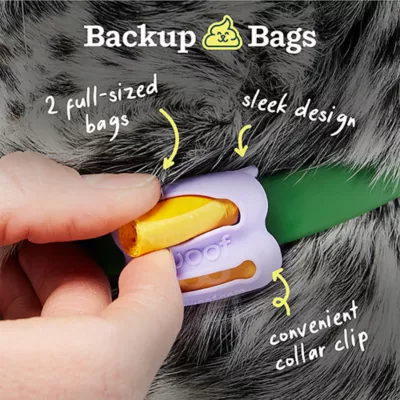 Product Woof Poomergency Starter Pack, Dog Poop Bag Holder For Collars - 23 Emergency Refills -  Green