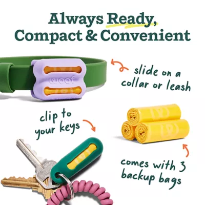 Product Woof Poomergency Starter Pack, Dog Poop Bag Holder For Collars - 23 Emergency Refills -  Green