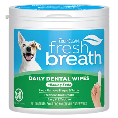 Product TropiClean Fresh Breath Finger Dental Wipes, 50 Count
