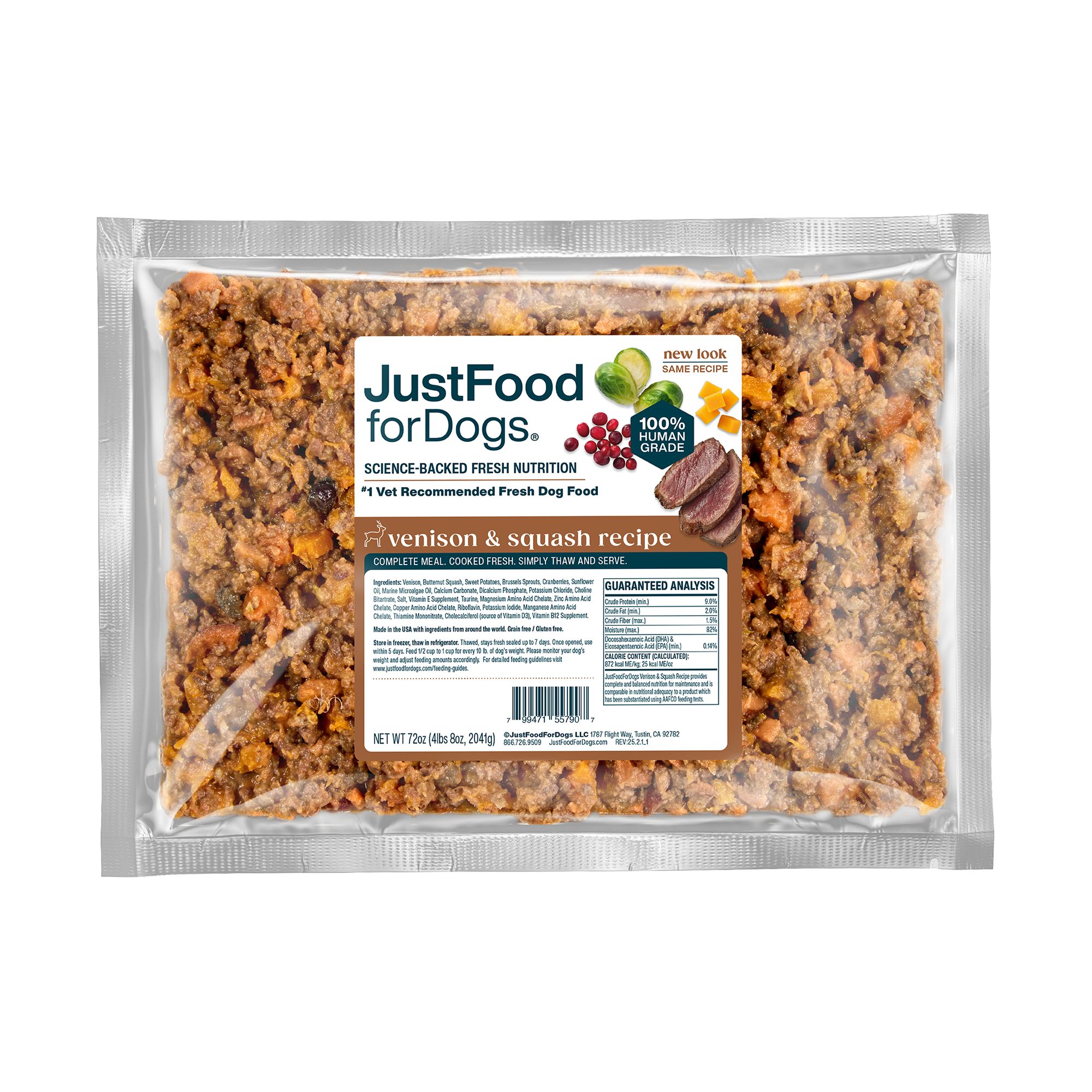 JustFoodForDogs Adult Frozen Dog Food - Venison & Squash