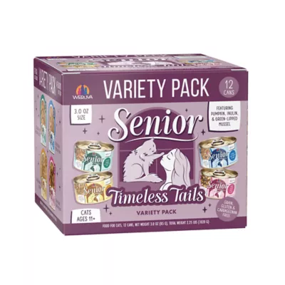 Weruva Timeless Tails Senior Grain Free 11+ Wet Cat Food, In Gravy, 12 ct Variety Pack - Image 1