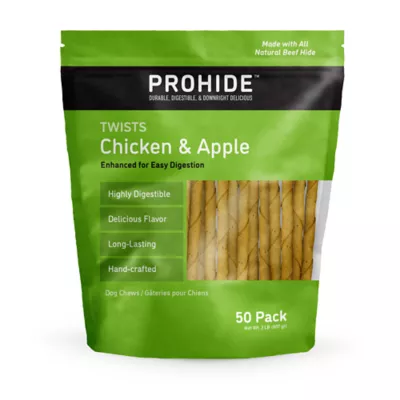 ProHide Rawhide Adult Dog Chews - Chicken & Apple Twists 50 ct 11 oz - Image 1