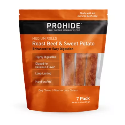 ProHide Rawhide Adult Dog Chews - Beef & Sweet Potato 7 ct 11 oz - Image 1
