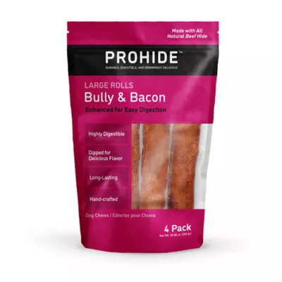 ProHide Large Adult Bully Roll Dog Chews - Bacon 4 ct 10 oz - Image 1