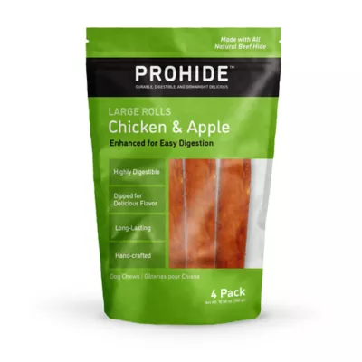 ProHide Rawhide Large Adult Dog Chew - Chicken & Apple Rolls 4 ct 10 oz - Image 1