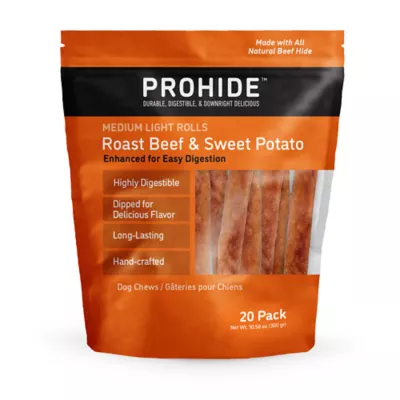ProHide Adult Rawhide Rolls - Beef & Sweet Potato 20 ct 9 oz - Image 1
