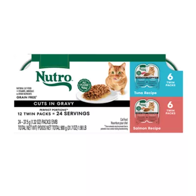 Nutro Perfect Portions Adult Cat Wet Food - Grain Free, Cuts in Gravy, Variety Pack, 12 Ct - Image 1
