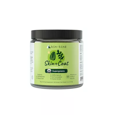 kin+kind Skin & Coat Supplement for Dog & Cat, with Omega-3 & 6, Supports Hydrated Skin, 4 & 8oz jar - Image 1