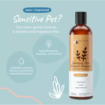 kin + kind Sensitive Skin Natural Shampoo W/ Oatmeal For Cats & Dogs, Hypoallergenic & Unscented - Image 3