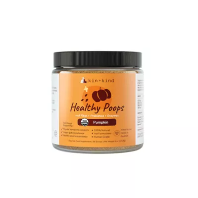 kin+kind Healthy Poops Digestive Supplement for Dog & Cat, Fiber & Prebiotic, Pumpkin, 4 & 8 oz jar - Image 1