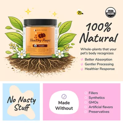 kin+kind Healthy Poops Digestive Supplement for Dog & Cat, Fiber & Prebiotic, Pumpkin, 4 & 8 oz jar - Image 4