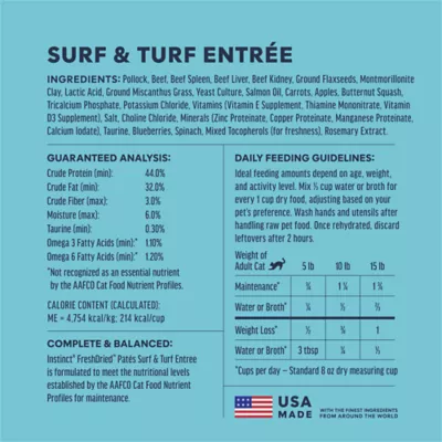 Instinct® Fresh Dried Pates Freeze-Dried Surf & Turf Adult Cat Food - Image 7