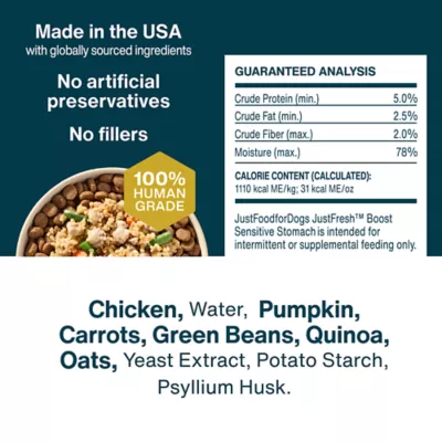 JustFoodForDogs Adult Fresh Dog Food Topper - Digestion Support, Chicken & Quinoa - Image 5