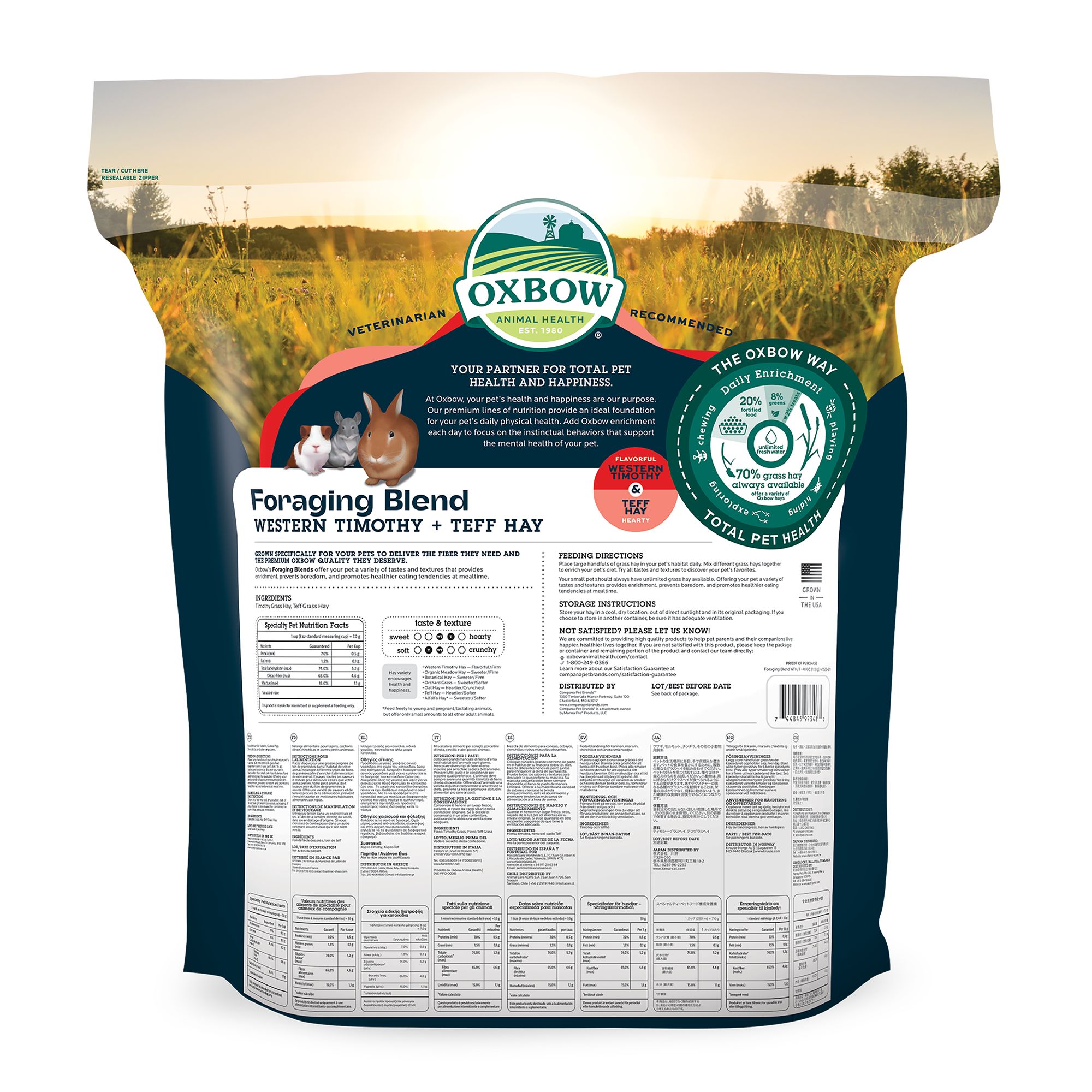 Oxbow Foraging Hay Blend Teff & Western Timothy Hay - Rabbit & Guinea Pig Food - thumbnail 2