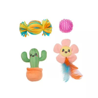 Whisker City® Cactus Flower Cat Toys 4-Pack - Image 1