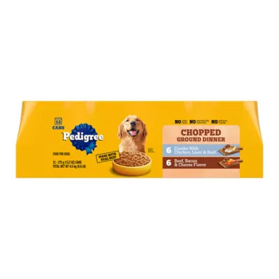 Pedigree Chopped Ground Dinner Adult Wet Dog Food - Beef & Chicken 12 ct - Image 1