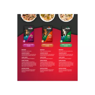 Nulo Meaty Pouches Adult Wet Dog Food Variety Pack - Beef, Chicken & Green Beans, Chicken & Duck - Image 2